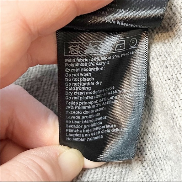 ba&sh Lady Cape Small hooded poncho wool black‎ gray neutral sweater knit cozy - Picture 10 of 12